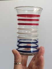 Vintage Betsy Ross Anchor Hocking Drinking Glass Red, White & Blue Stripes