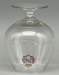 4 Napoleon Brandy Cognac Snifter Crystal Glasses Gilt Gold Crest Crown Leaves