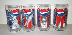 Set of 4 Vintage Pepsi Cola Christmas Holiday Winter Drinking Glasses Tumblers