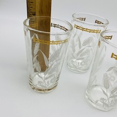 Vintage Mid-Century Wheat And Cornflower Drinking Glasses Set Of 5 Bar ware