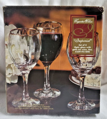 Crystal clear «Imperial» Set of 4, Optic glass with gold rim wine glasses, 8 oz