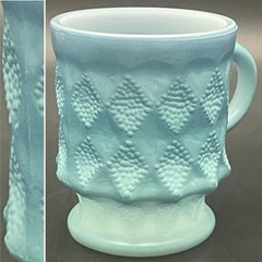 Fire King Blue White Ombre Kimberly Coffee Mug c1960s Made in USA 3.75″tall 8oz