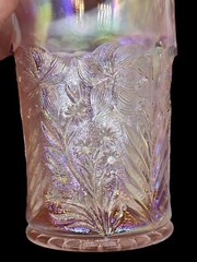 Imperial Glass Tiger Lily Pink Carnival 48 oz Pitcher + (2) 9 oz Flat Tumblers