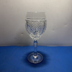 Ralph Lauren Crystal Herringbone Pattern Wine Goblet Glass Vintage 8.75”