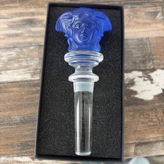 Versace Medusa Cobalt Blue Crystal Bottle Stopper Rosenthal Wine W/box