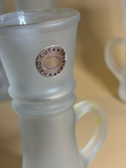 Vintage Bohemian Style Hand Cut Cristal Frosted Cordial Glasses Set 4 Signed