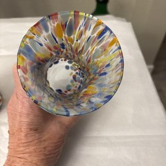 Murano Multicolore Indented Drinking Glasses Made In Italy Handmade Set of 2