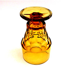 Anchor Hocking Georgian Glass Paneled Goblet Footed Tumbler Amber Gold 5.5″