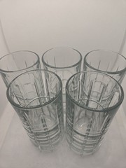 Set Of 5 Anchor Hocking Tartan Clear Glass Tall 16 oz Iced Tea Tumblers Glasses