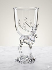 4 Reindeer Buck Antler ELK Christmas Party Wine Goblet clear Pool Friendly 7″