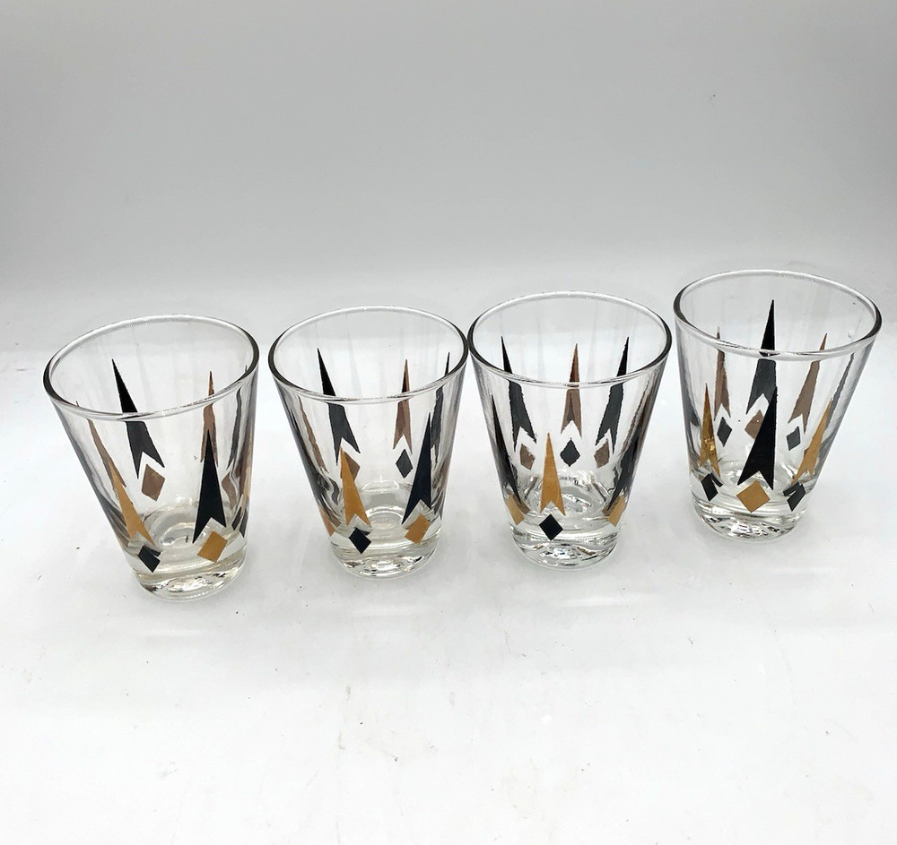 4 Anchor Hocking GOLDEN PEAKS Atomic Juice Glasses 3 oz 3 1/2″