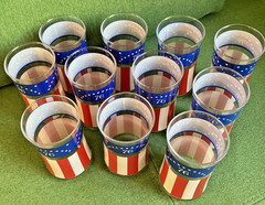 11 Vintage 1976 Libbey Bicentennial 1776 Flag Glasses 12 Oz Red White Blue Stars