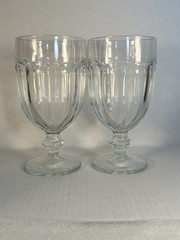 Vintage Duratuff 8 Paneled Water Tea Clear Pedestal Goblet Glass Kitchen Set