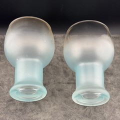 TWO (2) Vintage Federal Glass Company Frosted Blue Tumblers Cups Gold Rim 5.5″H