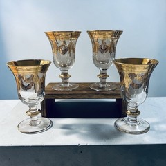 Vintage Set of 4 Medici Gold by Arte Italica Water Glasses 6 3/8”