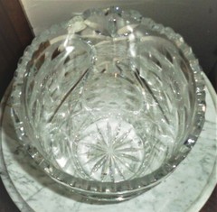 Bohemia Hand Cut Lead Crystal Sawtooth Rim Vase made in Czechoslovakia 10 inch