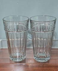 Set of 2 Anchor Hocking Olivia-Isabella Vertical Lines Dots 16 Oz Glass Tumblers