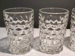 Vtg Fostoria Clear Glass Diamond Pattern 4.25 in. Juice Glass Tumbler Set of 4