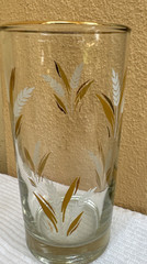 Complete Set Of 8 Vintage Libbey Glass “Wheat Spray” 12-ounce Glasses Gold Rim