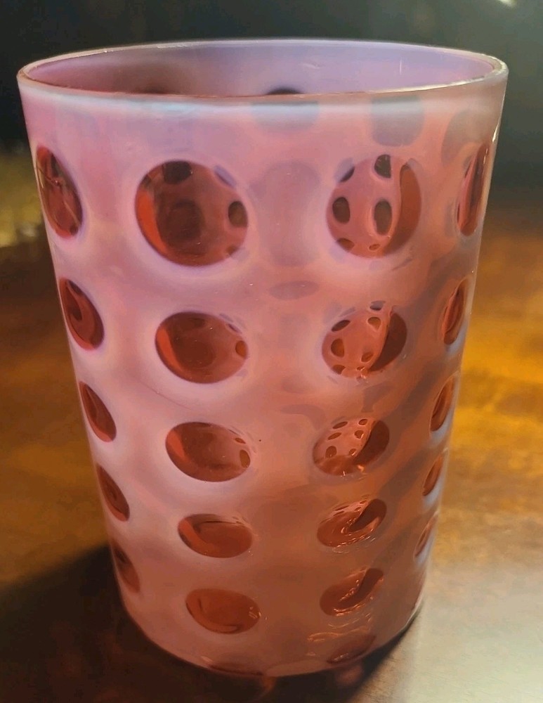 Vintage Fenton Art Glass COIN DOT Tumbler CRANBERRY 3 3/4+» Tall