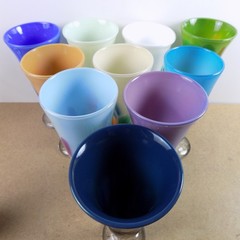 10 Fitz Studio Art Glass Tumblers Glasses Multicolor Signed 8″ Tall VGC