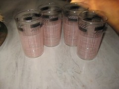 Set of 4 Mid Century Pink & Black Design 5″ Tall x 2.5″ Diameter Perfect