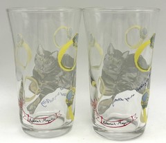 Set of 2 Anthropologie Rebekah Maysles 4.5″ Cat with Rings Juice Glasses *Read