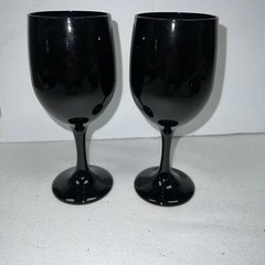 Set 2 Libbey BLACK AMETHYST WINE GOBLETS (3) 7 1/4″ TALL 10 OZ CAPACITY