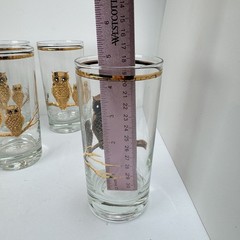 Culver 22K Gold Owl Highball Glasses Lot Of 8 VTG 1950s Hollywood Regency