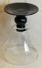 Vintage Black & Clear Fry FRY1 Optic Bowl Water Goblet 5 1/4″ Twisted Ball Stem