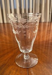 Vintage Optic Etched Floral 5 1/4” H Footed Wine Glasses Set Of 3