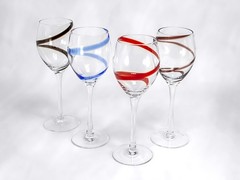 4x Pier 1 Swirline Wine Glasses Party Mix Set 1