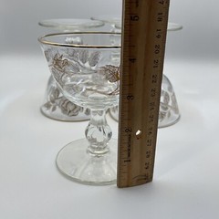 Vintage MCM Set of 4 Glasses Libbey Rose Bouquet Champagne Tall Sherbert Barware