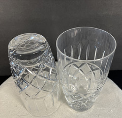 Heavy Crystal 5.75” Tall Highball Water Glasses Diamond & Vertical Cuts Set of 4