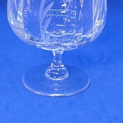 Crystal Brandy Snifter 6 Panel Vertical Cuts In Bowl W/ Etched Leaf Pattern. EC