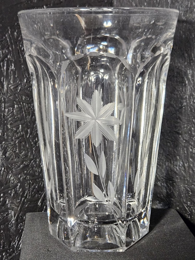 Vintage 6 Panel Cut Glass Octagonal Deep Bottom Drinking Glass 5 Inches