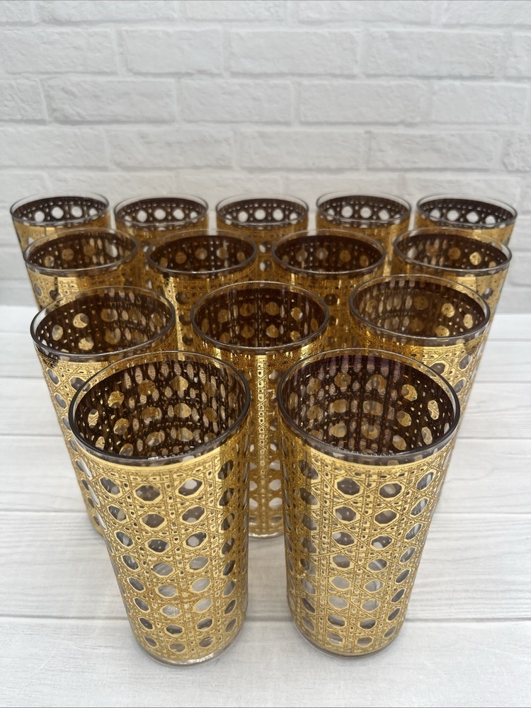 Vintage MCM “CANNELA” 22k Gold Highball Glasses (set Of 14)