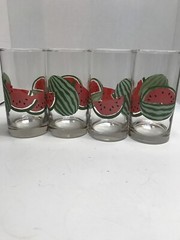 MCM Watermelon Tumbler Highball Beverage Glasses, 5 1/2 in Tall Set of 4