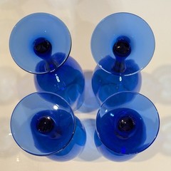 LUMINARC Cristallerie d’Arques Iced Tea Glass Goblet Cobalts Blue 16 oz 8″ Set/4