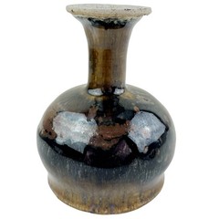 Vintage Art Pottery Goblet Wine Chalice Cup Brown Drip Glaze Stoneware Signed 4”
