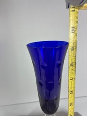 Saint Louis Bubbles Cobalt Blue Crystal Champagne Flute Signed France 9.25″