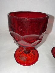 Vintage Viking Glass Ruby Red Goblets Set of 2 Hand Made USA Mid Century