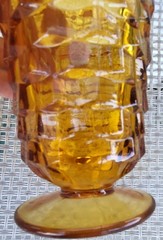 4 Indiana Glass Whitehall Amber Footed Tumblers 6” – Vintage Colony Cubist