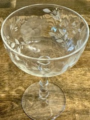 Vintage Set 10 Etched Coupe Champagne Glasses Grapes/Vines 1930 Tiffin Style