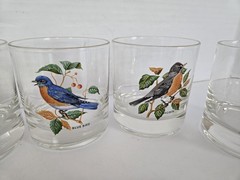 8 Vintage West Virginia Glass Co. Song Birds 3.5″ Drinking Glasses FREE SHIPPING