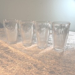 Vintage Ribbed Panel Glass Tumbler Starburst Base 8 oz Unbranded MCM Kitchen