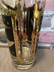 Vintage MCM Black And Gold American Eagle 2 Highball Glasses And 6 Tumblers