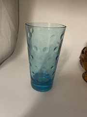Vintage Hazel Atlas Light Blue Glass Capri Dot 5 1/4” Tall. Only One Available.