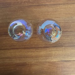 Pair Iridescent Stemless Champagne Flutes Rainbow Luster Toasting Glasses