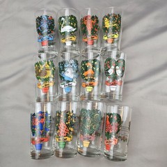 Vintage Indiana Glass Twelve Days Christmas 12 Tumbler Glass Set 12oz Multicolor
